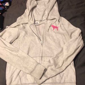 Love pink zip up sweatshirt